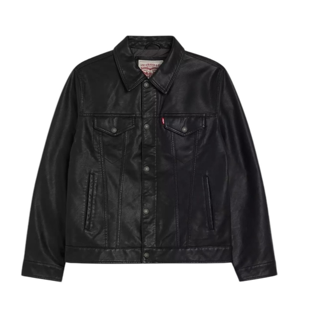 Levi's Black faux Leather Jacket Sleek Design